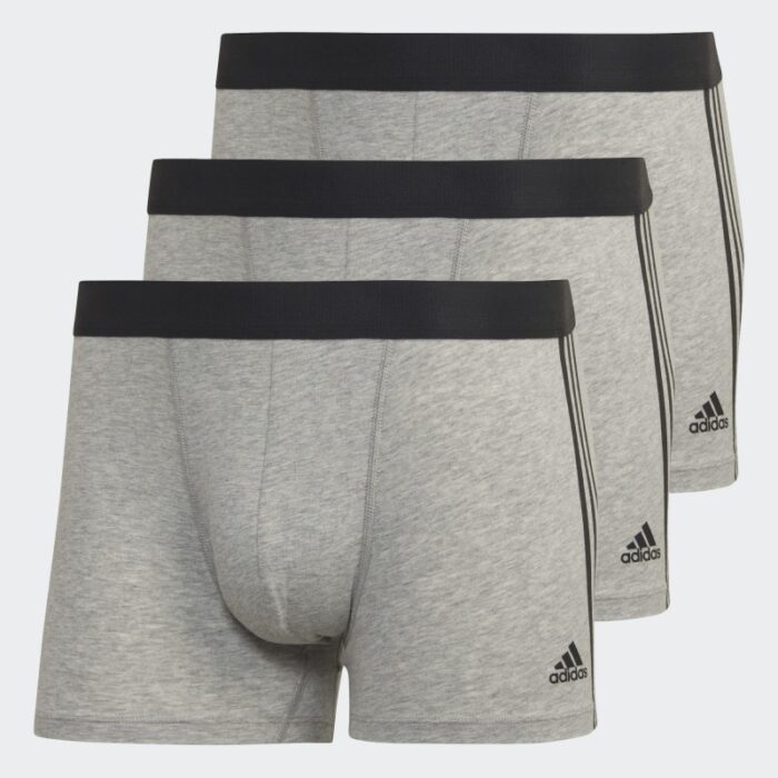 10329906_67df386688c3d بوكسر اديداس اكتيف فليكس (3 قطع) للرجال لون سكني- adidas Mens' Active Flex Cotton 3-Stripes Trunk Briefs Boxer - Grey - الصورة 1