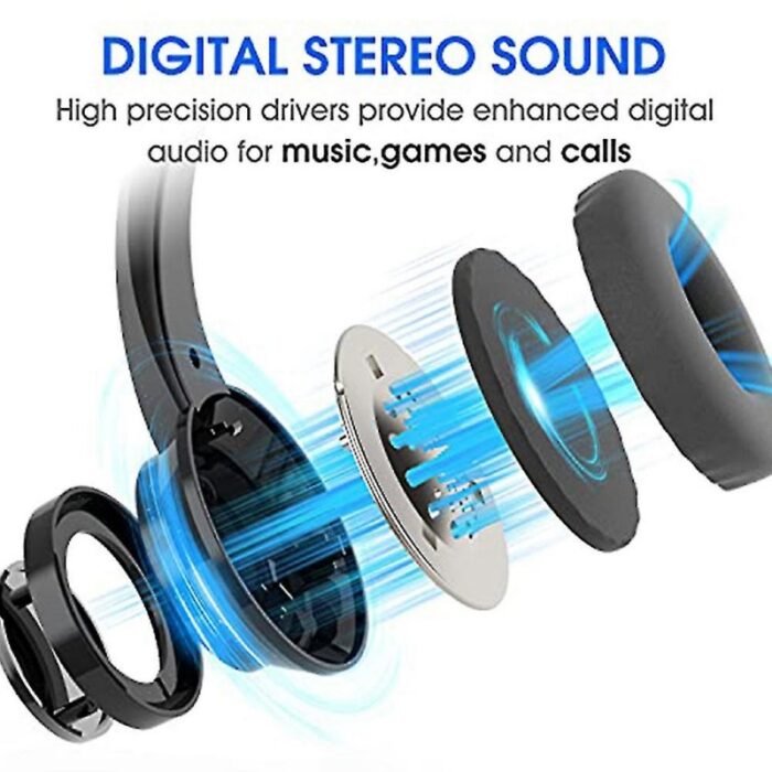⁦سماعات رأس ستيريو تايب سي مع وصلة يو بي سي مع وصلة اوكس وميكروفون لون أسود-Stereo 3.5mm Type C Headset Noise Cancelling Mic-Call, Phone, Gaming, Music⁩ - الصورة ⁦4⁩