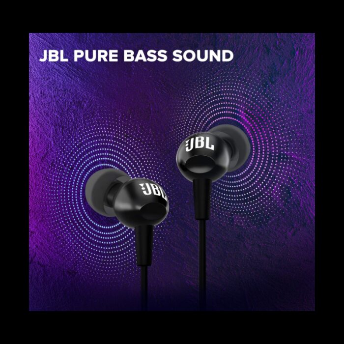 ⁦سماعات اذن سلكية من جي بي ال لون أسود-JBL C100 Wired In Ear Headphones with Mic Black⁩ - الصورة ⁦7⁩