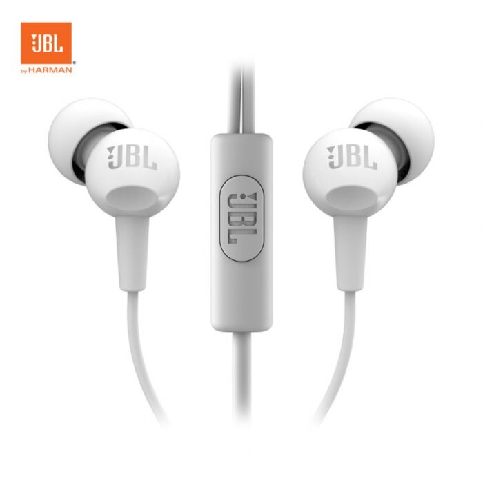 ⁦سماعات اذن سلكية من جي بي ال لون أبيض-JBL C100 Wired In Ear Headphones with Mic White⁩ - الصورة ⁦2⁩