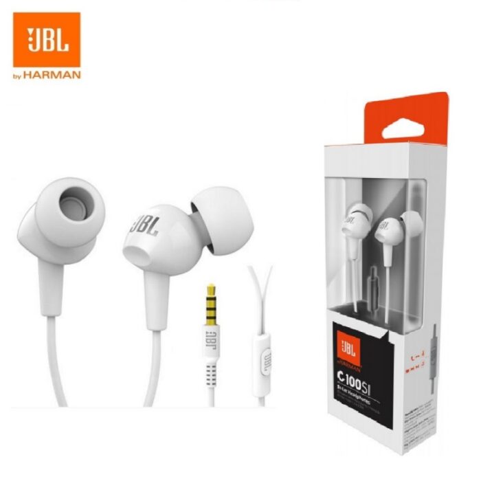 ⁦سماعات اذن سلكية من جي بي ال لون أبيض-JBL C100 Wired In Ear Headphones with Mic White⁩ - الصورة ⁦3⁩