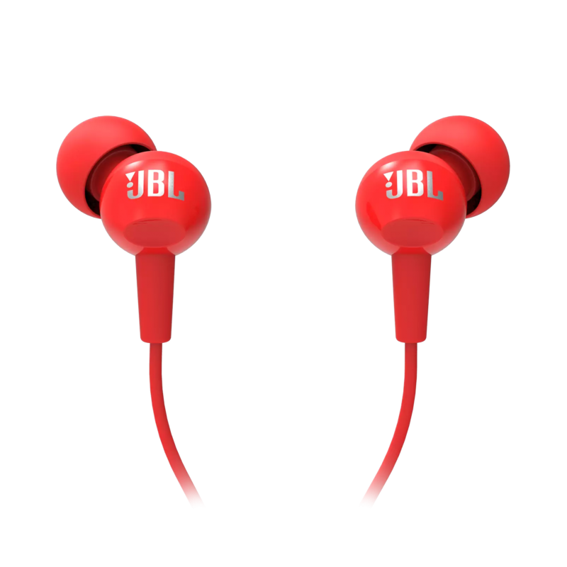 ⁦سماعات اذن سلكية من جي بي ال لون أحمر-JBL C100 Wired In Ear Headphones with Mic Red⁩ - الصورة ⁦1⁩