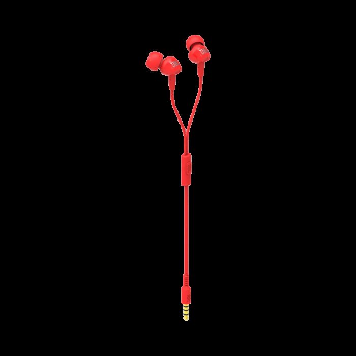 ⁦سماعات اذن سلكية من جي بي ال لون أحمر-JBL C100 Wired In Ear Headphones with Mic Red⁩ - الصورة ⁦2⁩
