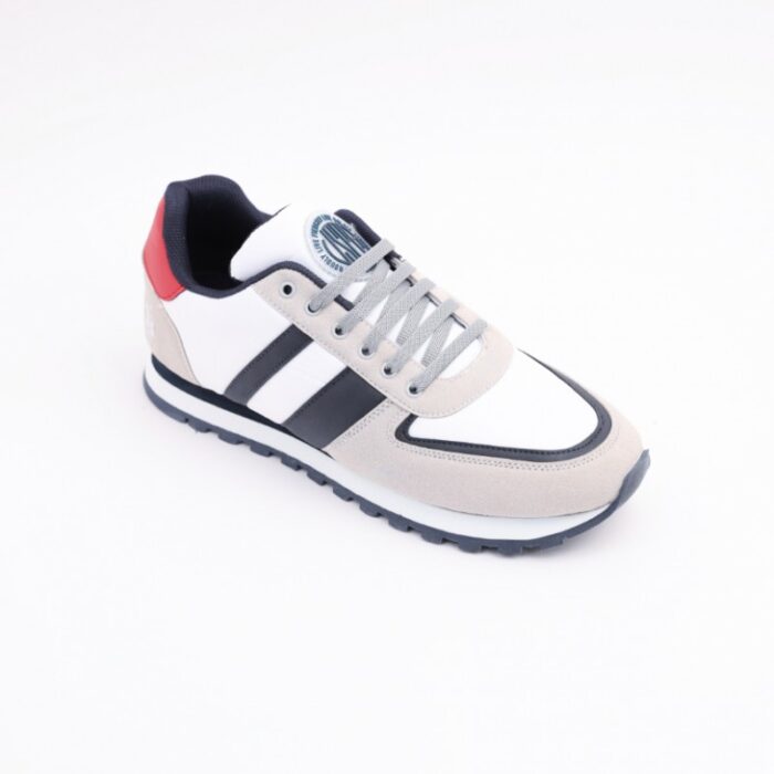 ⁦حذاء يو اس بولو جلد للرجال لون أبيض وكحلي وبيج⁩ - الصورة ⁦2⁩