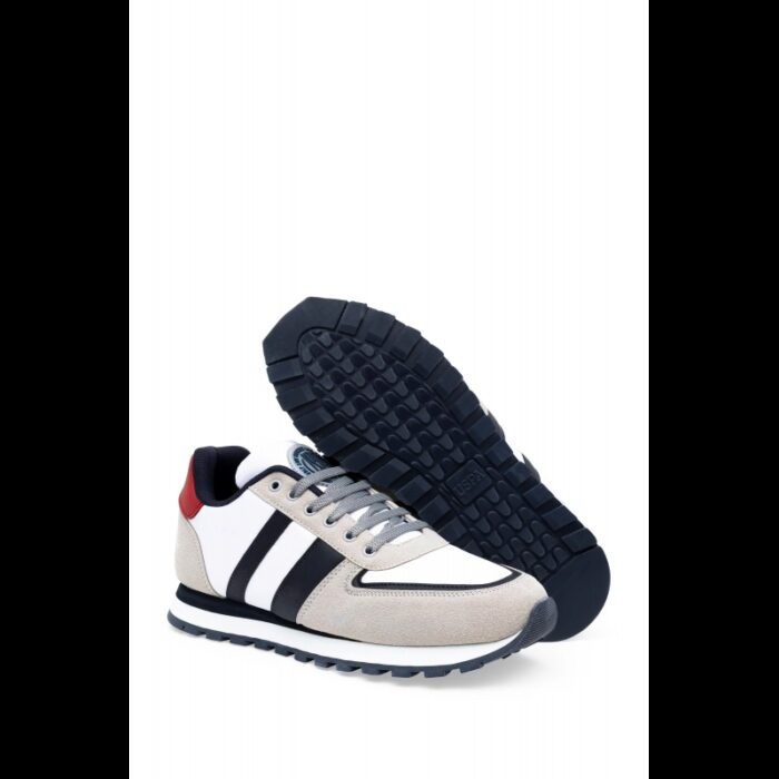 ⁦حذاء يو اس بولو جلد للرجال لون أبيض وكحلي وبيج⁩ - الصورة ⁦6⁩