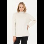 ⁦بلوزة يو اس اسنت بولو صوف للنساء سادة بيج⁩ - الصورة ⁦2⁩