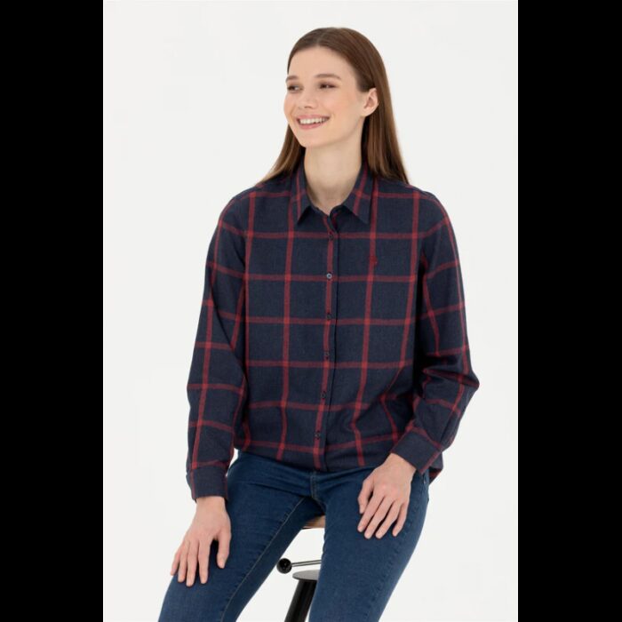 10330052_67db95491f88f قميص يو اس اسنت بولو للنساء مخطط كحلي وخمري - الصورة 1