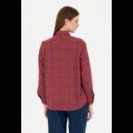 ⁦قميص يو اس اسنت بولو للنساء مخطط خمري وأزرق⁩ - الصورة ⁦5⁩