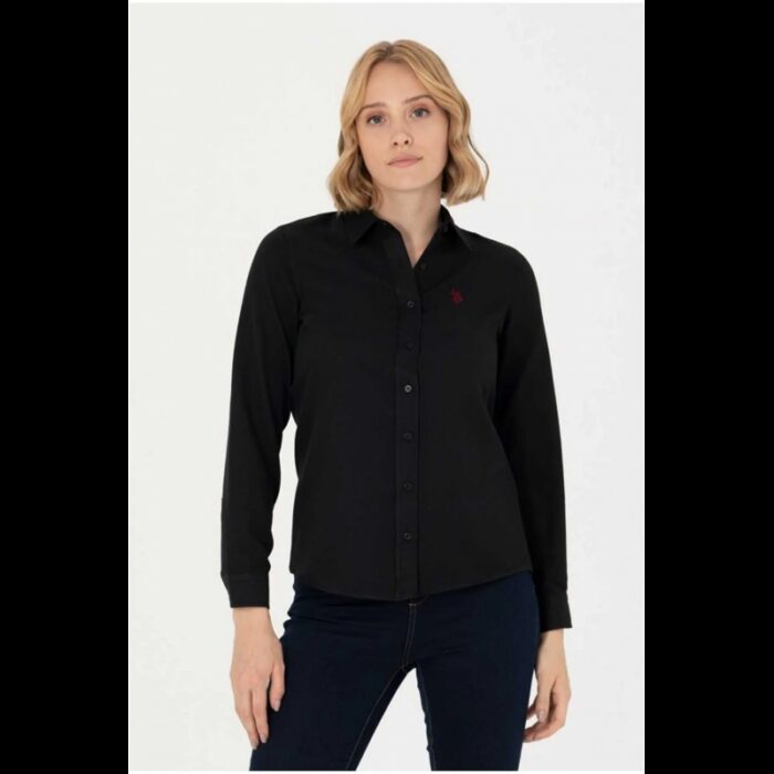 ⁦قميص يو اس اسنت بولو للنساء سادة أسود⁩ - الصورة ⁦3⁩