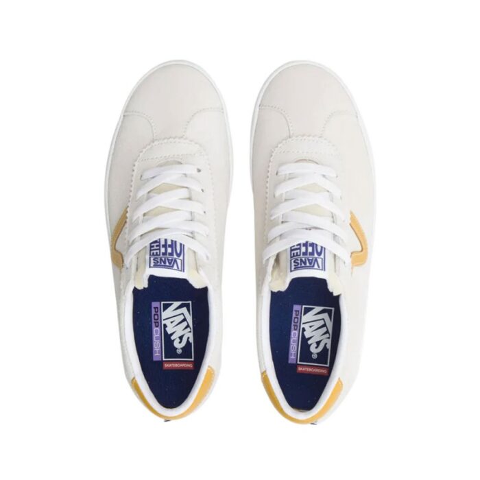 ⁦حذاء فانز سكيت سبورت للجنسين لون أبيض وذهبي ونعل أبيض- Vans Unisex' Skate Sport Shoes⁩ - الصورة ⁦6⁩