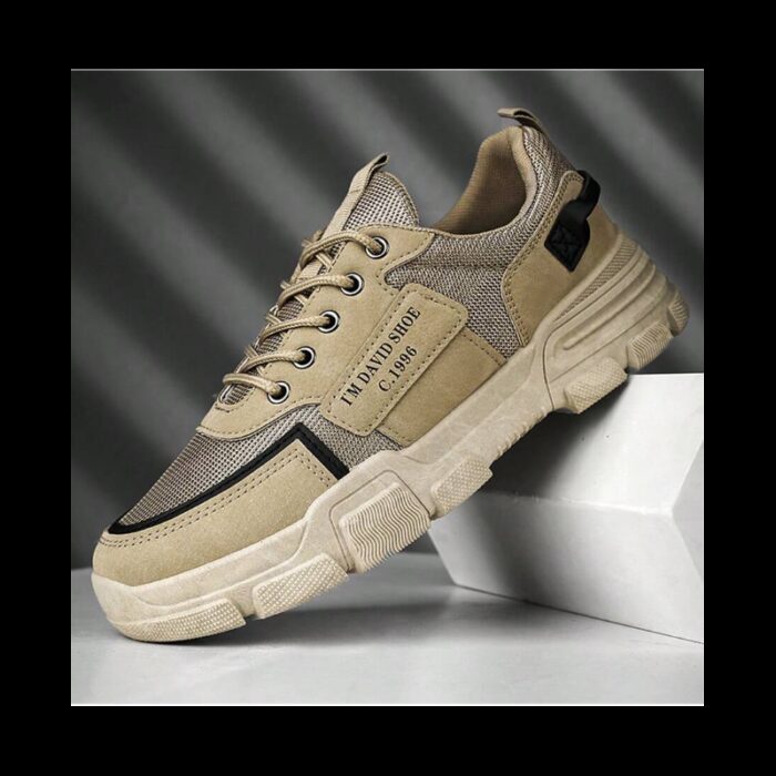 10330176_67db95ce9d83f حذاء كاجوال رياضي جلد للرجال لون بيج- Fashion Mens Running Shoes - الصورة 1