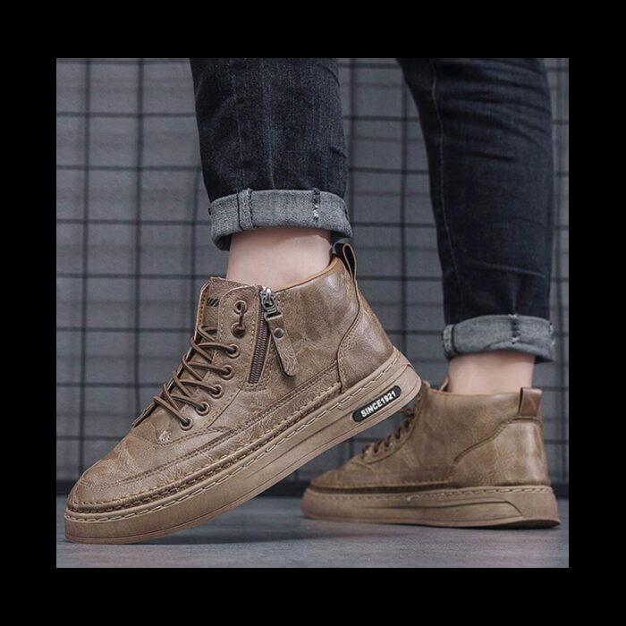 10330180_67db95d2f3f5e حذاء كاجوال جلد للرجال لون بني Mens Causal Shoes - الصورة 1