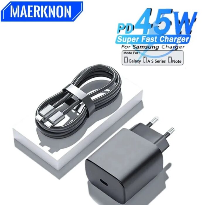 10330428_67db96a69c1e7 شاحن سريع 45 واط مع كابل منفذ تايب سي لون أسود - الصورة 1