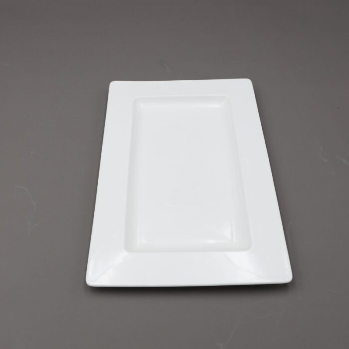 ⁦صحن تقديم بورسلان بتصميم مستطيل طول 29×20 سم لون أبيض⁩ - الصورة ⁦2⁩