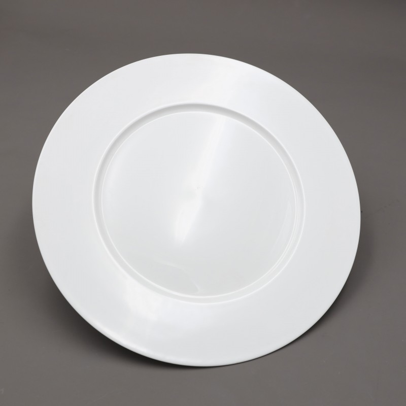 ⁦صحن تقديم بورسلان بتصميم دائري قطر 27.8 سم لون أبيض⁩ - الصورة ⁦1⁩