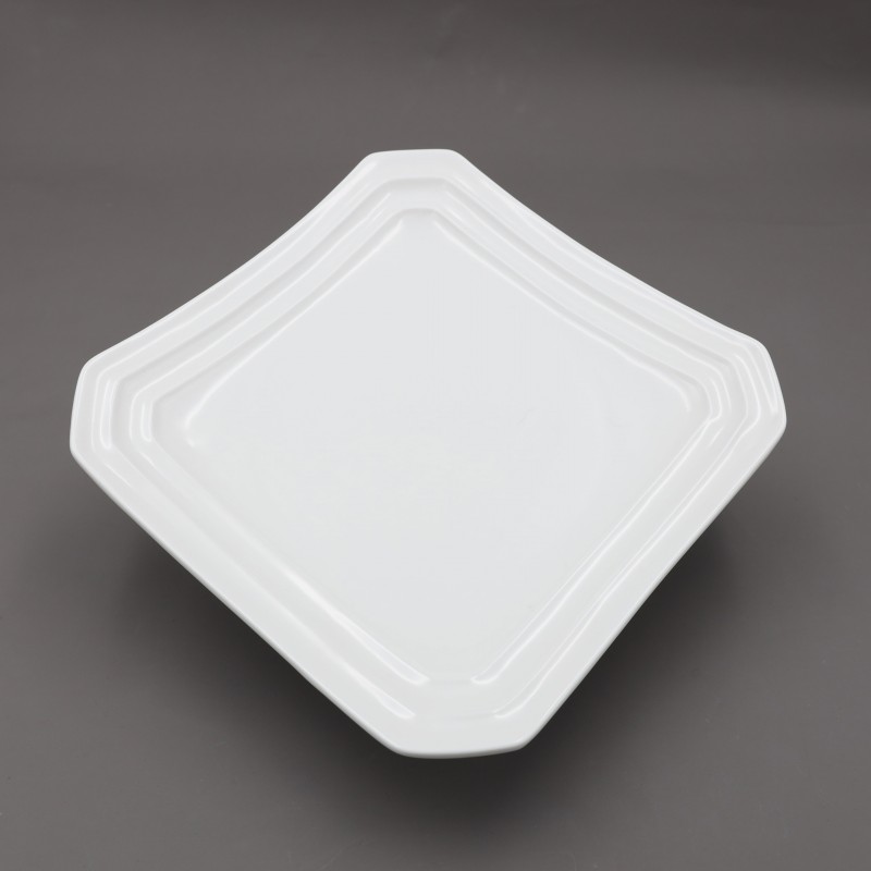 ⁦صحن تقديم بورسلان بتصميم مربع طول 25×25سم لون أبيض⁩ - الصورة ⁦1⁩