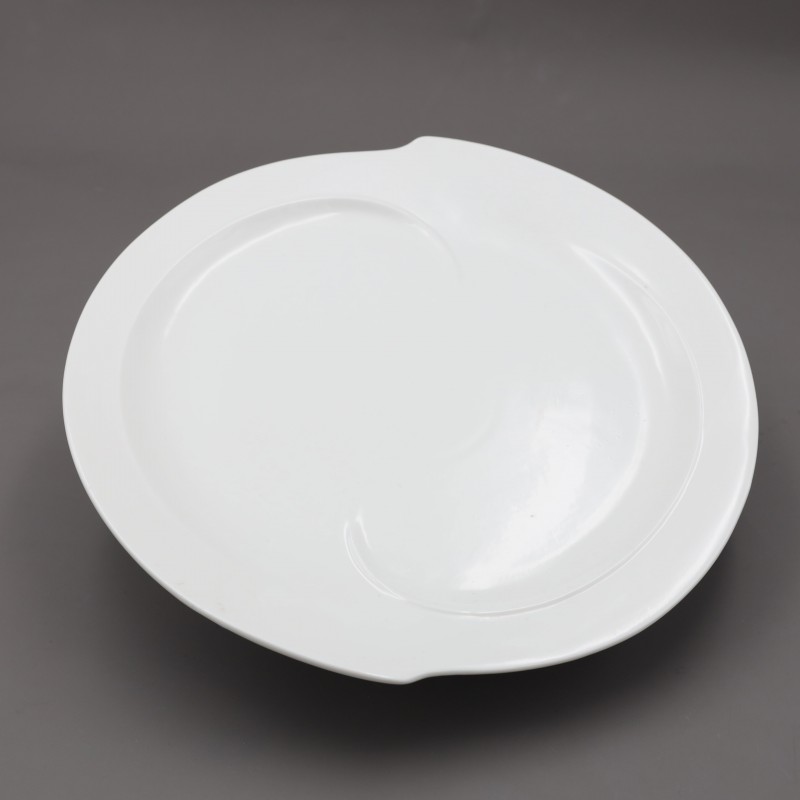 ⁦صحن تقديم بورسلان بتصميم دائري قطر 30 سم لون أبيض⁩ - الصورة ⁦1⁩