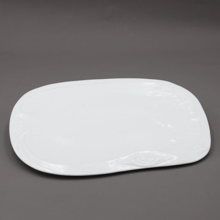 ⁦صحن تقديم بورسلان بتصميم شبه مستطيل طول 35×22 سم لون أبيض⁩ - الصورة ⁦4⁩