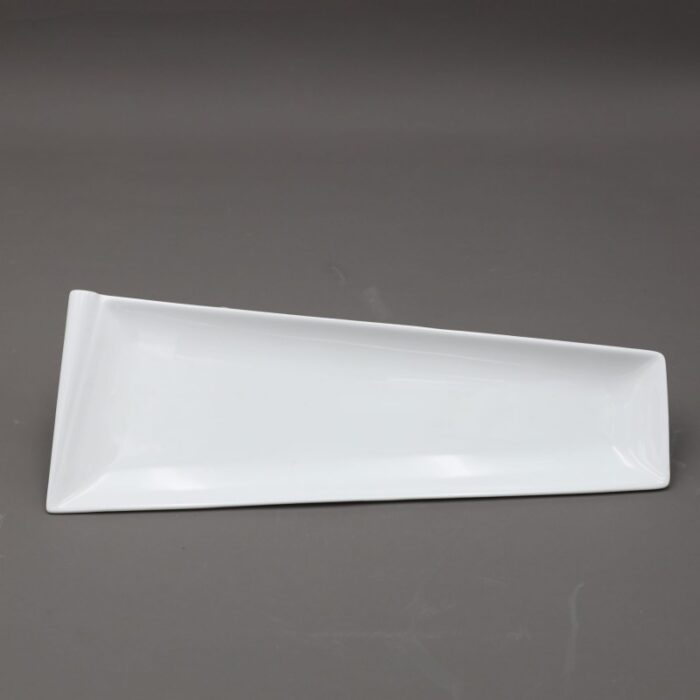 ⁦صحن تقديم بورسلان بتصميم شبه مستطيل طول 30×10 سم لون أبيض⁩ - الصورة ⁦3⁩