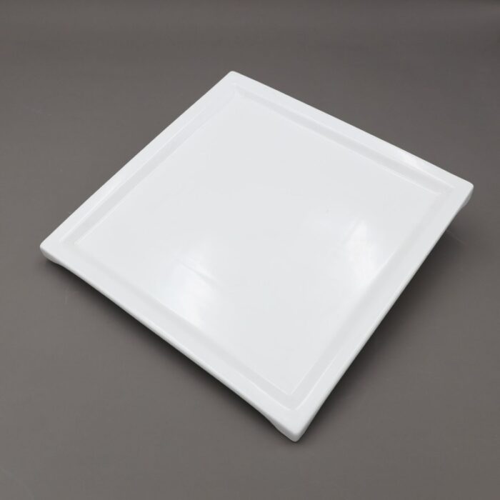 ⁦صحن تقديم بورسلان بتصميم مربع طول 28×28سم لون أبيض⁩ - الصورة ⁦2⁩