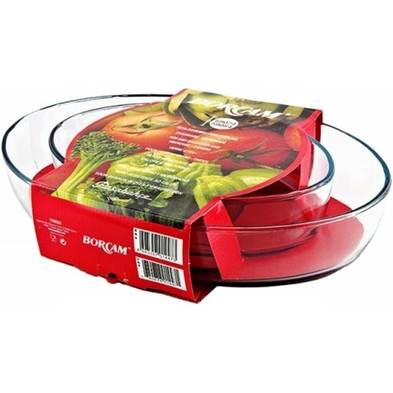 ⁦طقم borcam زجاج حراري  بتصميم بيضاوي من قطعتين شفاف سعة 1.55+3.2 لتر⁩ - الصورة ⁦1⁩