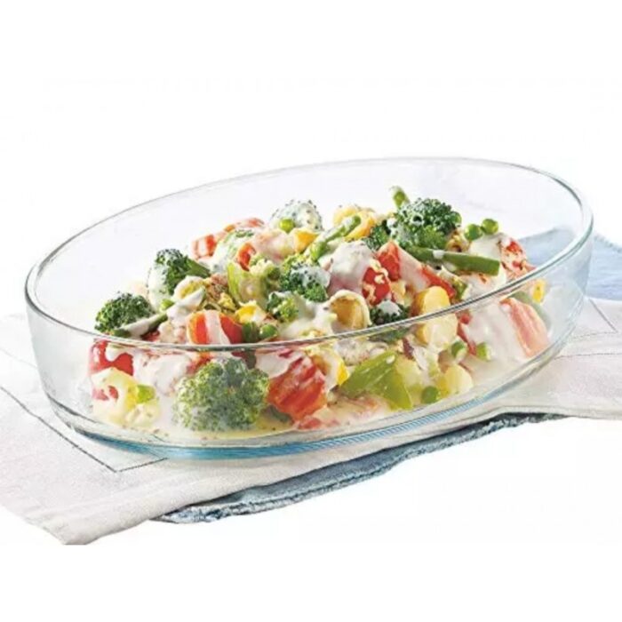 ⁦طقم borcam زجاج حراري  بتصميم بيضاوي من قطعتين شفاف سعة 1.55+3.2 لتر⁩ - الصورة ⁦2⁩