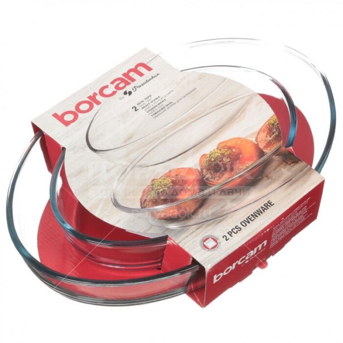 ⁦طقم borcam زجاج حراري  بتصميم بيضاوي من قطعتين شفاف سعة 1.55+3.2 لتر⁩ - الصورة ⁦3⁩
