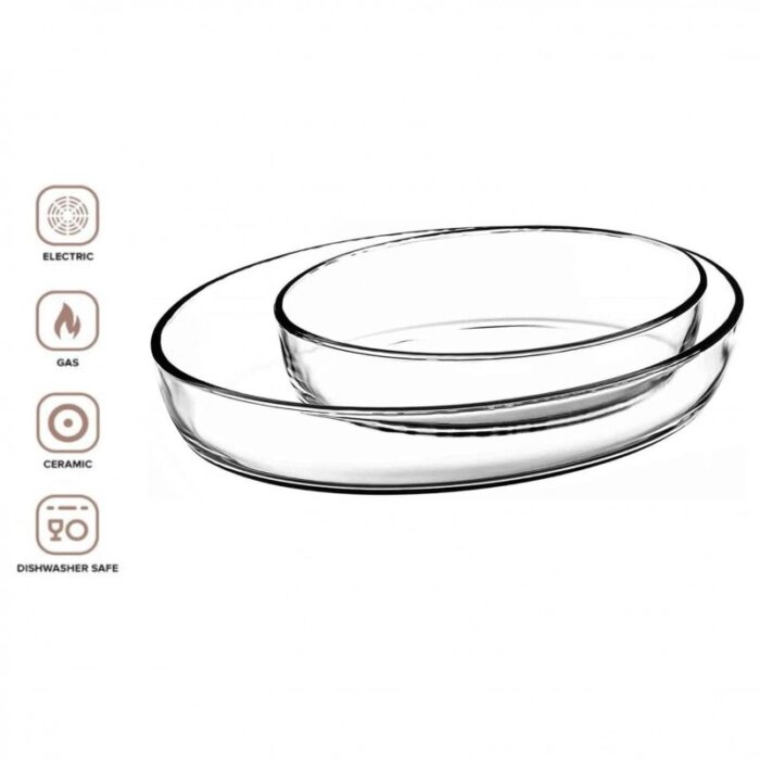 ⁦طقم borcam زجاج حراري  بتصميم بيضاوي من قطعتين شفاف سعة 1.55+3.2 لتر⁩ - الصورة ⁦4⁩