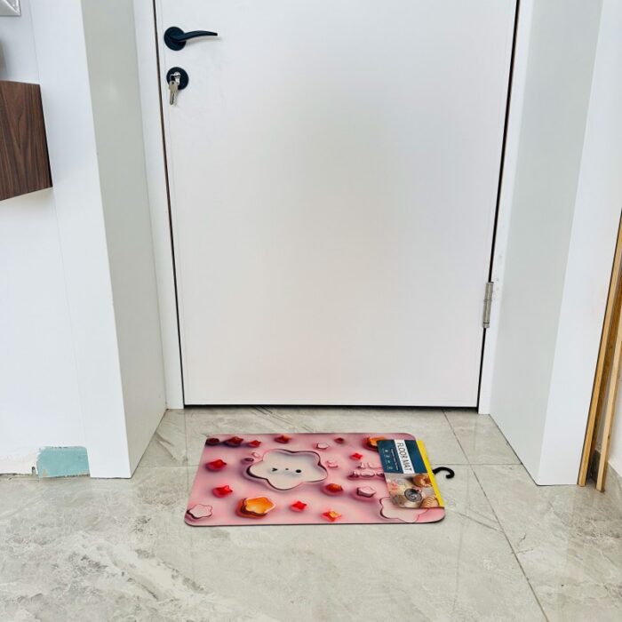 ⁦دعسة سيلكون حجم 45×65 سم برسومات ورد لون زهري⁩ - الصورة ⁦2⁩