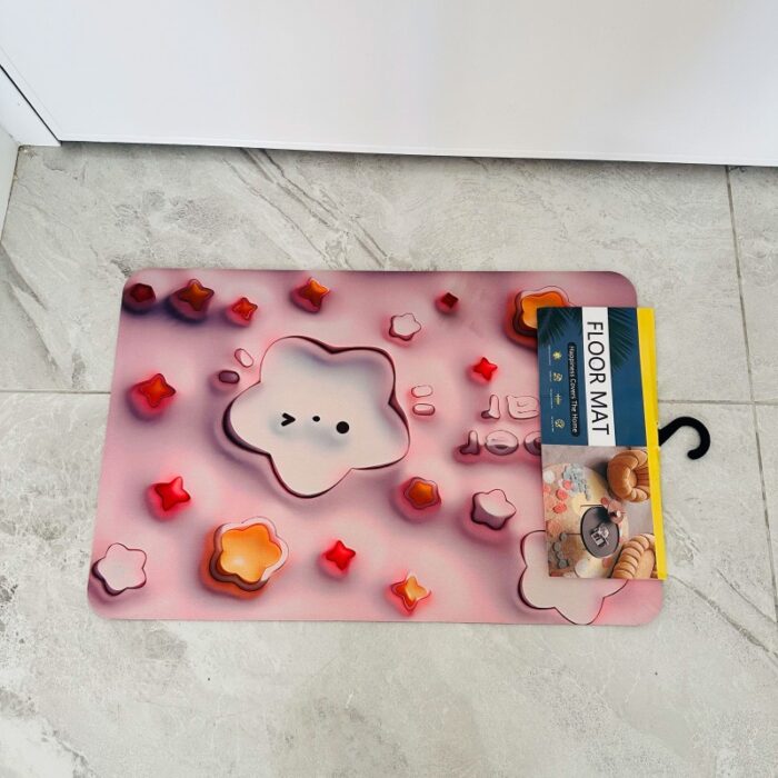 ⁦دعسة سيلكون حجم 45×65 سم برسومات ورد لون زهري⁩ - الصورة ⁦3⁩