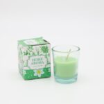 كوب زجاجي مع شمعة معطرة بروائح جميلة 220 غم أخضر