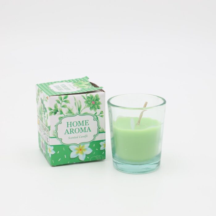 10330701_67db97e8bed7a كوب زجاجي مع شمعة معطرة بروائح جميلة 220 غم أخضر - الصورة 1