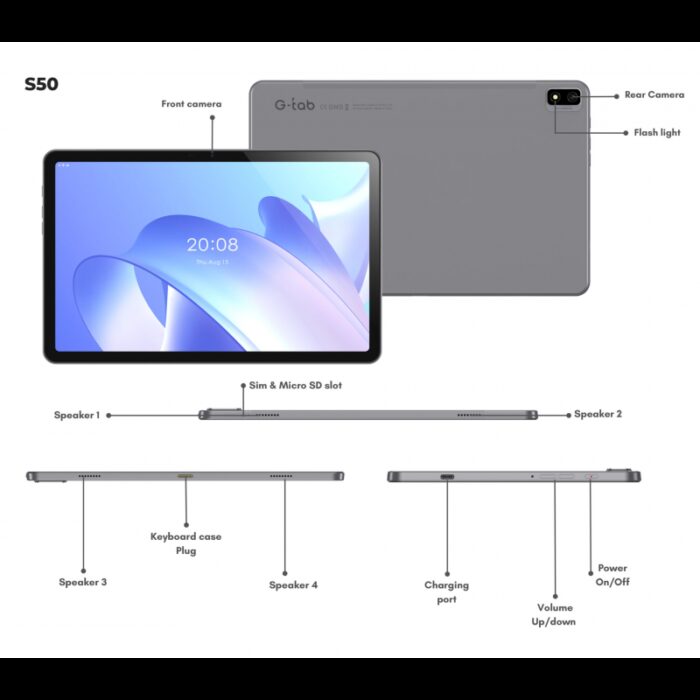 10330707_67db97ec5c239 تابلت اس 50 من جي تاب سعة 256 جيجا مع مرفقات (كيبود، ماوس أصلي، كفر دفتر أصلي، لزقة حماية، قلم لمس) لون أسود - G-Tab S50 Tablets 8GB RAM 256GB - الصورة 1