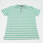 ⁦تيشيرت بأكمام قصيرة بتصميم بولو مخطط لون أخضر وأصفر⁩ - الصورة ⁦2⁩