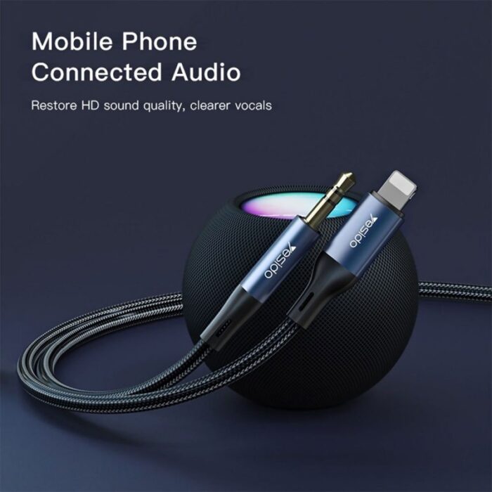 ⁦كابل يسيدو محول صوت Aux منفذ لايتينج إلى 3.5 ميلي طول 1 متر- Yesido Yau35 AUX Adapter IP To 3.5MM Audio Cable⁩ - الصورة ⁦10⁩