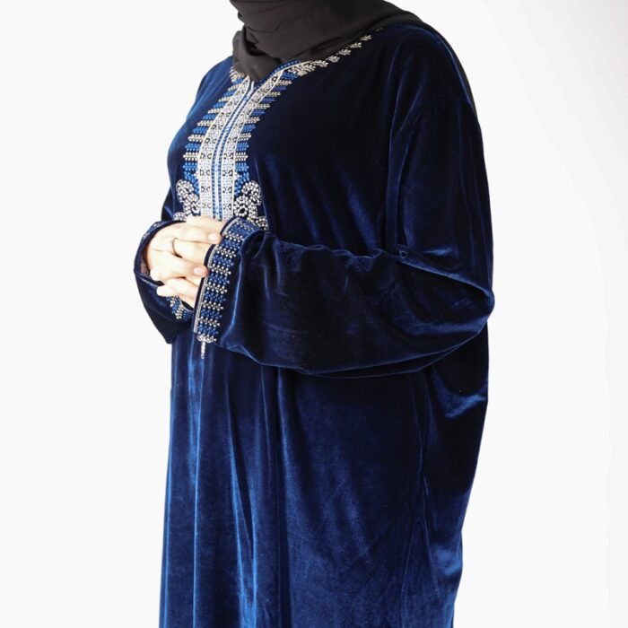 ⁦دشداشة ستاتية مخمل لون كحلي⁩ - الصورة ⁦3⁩