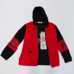 جاكيت مع بلوزة نص كم للرجال لون أحمر وأسود