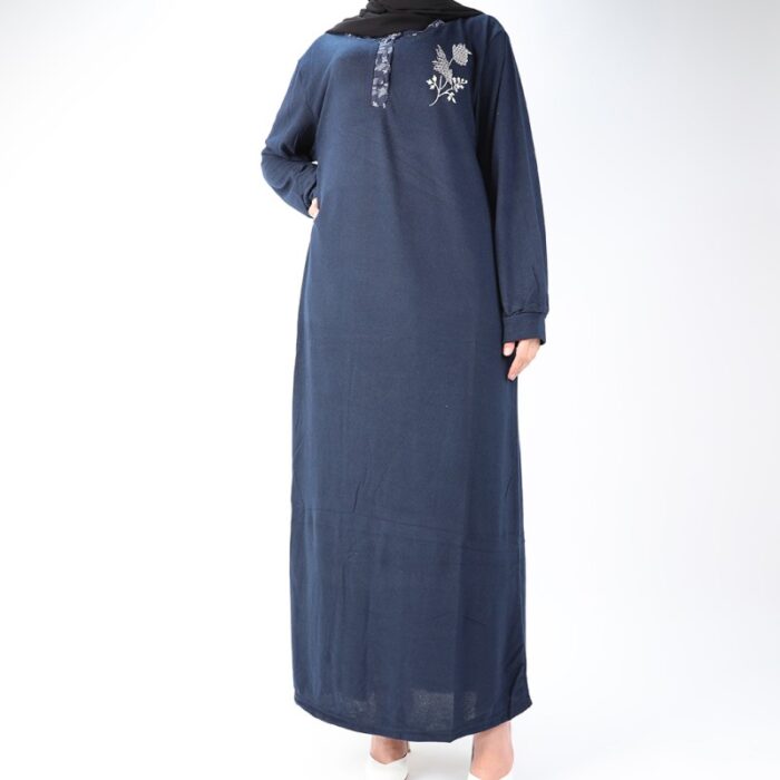 10330881_67db98e18fc27 دشداشة للنساء بتصميم قبة دائرية لون كحلي - الصورة 1