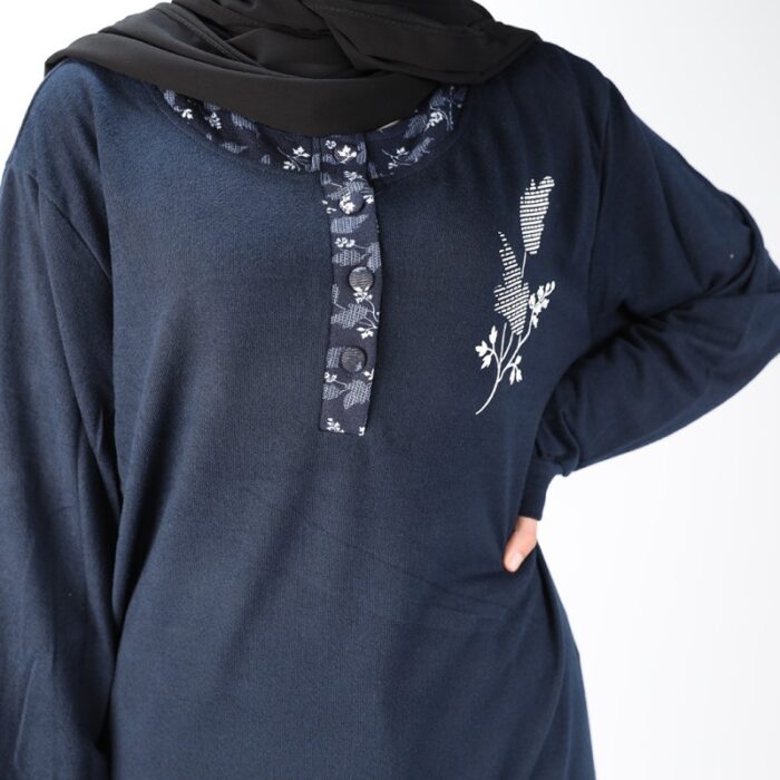 ⁦دشداشة للنساء بتصميم قبة دائرية لون كحلي⁩ - الصورة ⁦3⁩