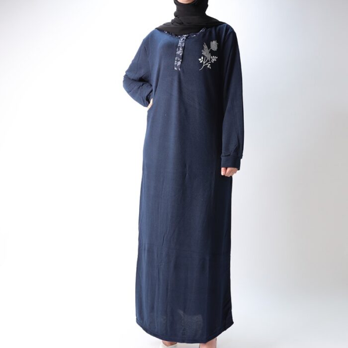 ⁦دشداشة للنساء بتصميم قبة دائرية لون كحلي⁩ - الصورة ⁦6⁩