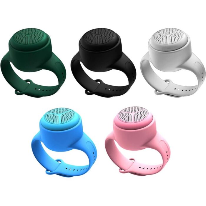 ⁦ساعة مُكبر صوت بتصميم ساعة يد لون زهري⁩ - الصورة ⁦7⁩