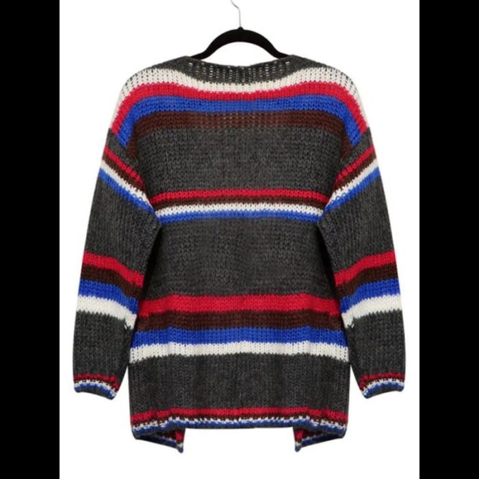 ⁦جاكيت صوف للنساء بأكمام بألوان متعددة⁩ - الصورة ⁦2⁩