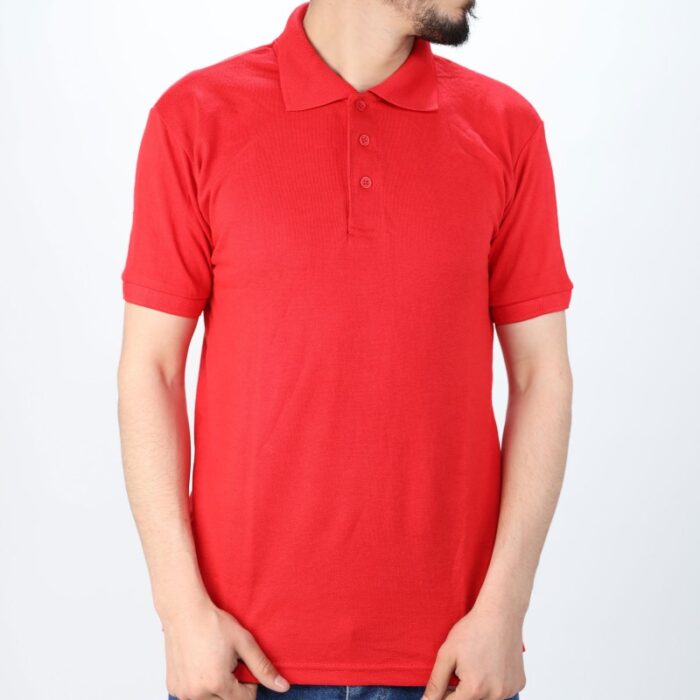 10331278_67db9a7db2b4d تيشيرت بتصميم بولو بأكمام قصيرة للرجال لون أحمر - الصورة 1