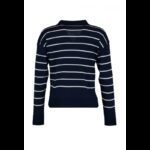 ⁦بلوزة تريكو صوف مخطط عرضي للنساء لون كحلي وأبيض⁩ - الصورة ⁦6⁩