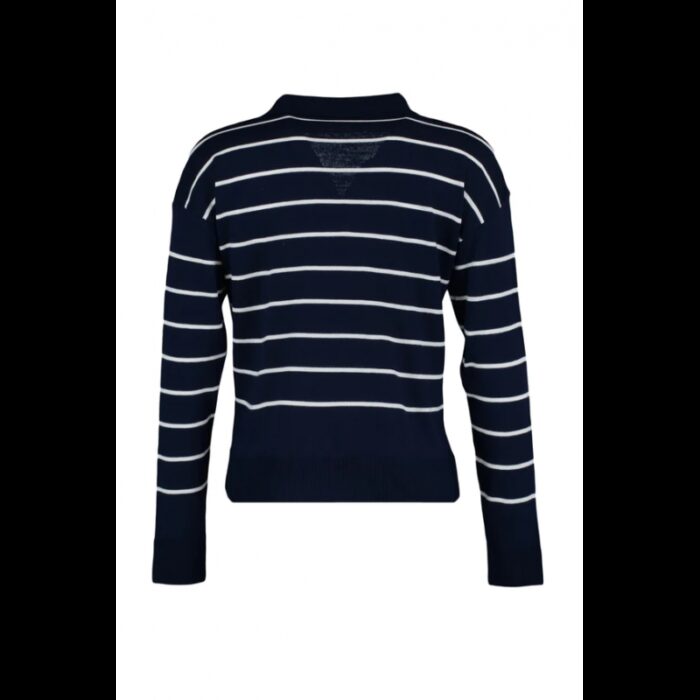 ⁦بلوزة تريكو صوف مخطط عرضي للنساء لون كحلي وأبيض⁩ - الصورة ⁦6⁩