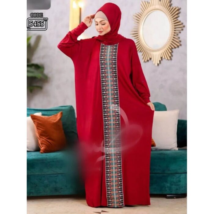 ⁦طقم دشداشة صلاة  مع شال مقاس واحد للنساء لون خمري⁩ - الصورة ⁦2⁩