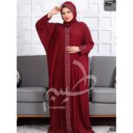 طقم دشداشة صلاة  مع شال مقاس واحد للنساء لون خمري