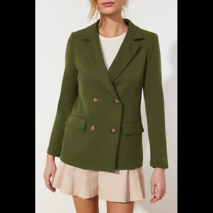 ⁦جاكيت تريندول بأزرار مُبطن للنساء لون زيتي غامق⁩ - الصورة ⁦4⁩