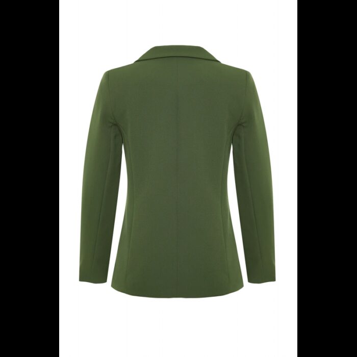 ⁦جاكيت تريندول بأزرار مُبطن للنساء لون زيتي غامق⁩ - الصورة ⁦8⁩