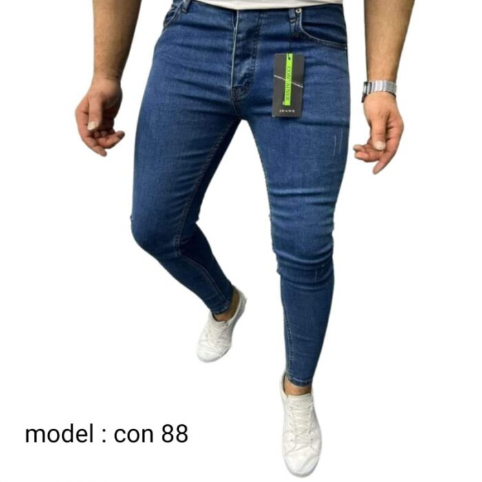 10331650_67db9c3e2a103 بنطلون جينز شبابي بتصميم سكيني للرجال لون أزرق - الصورة 1